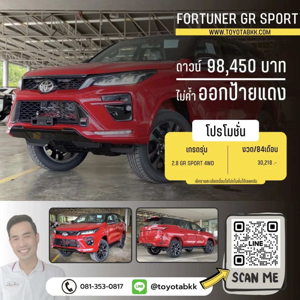 ราคาโปรโมชั่น-fortuner gr sport-ดาวน์น้อย-ส่วนลด-ของแถม